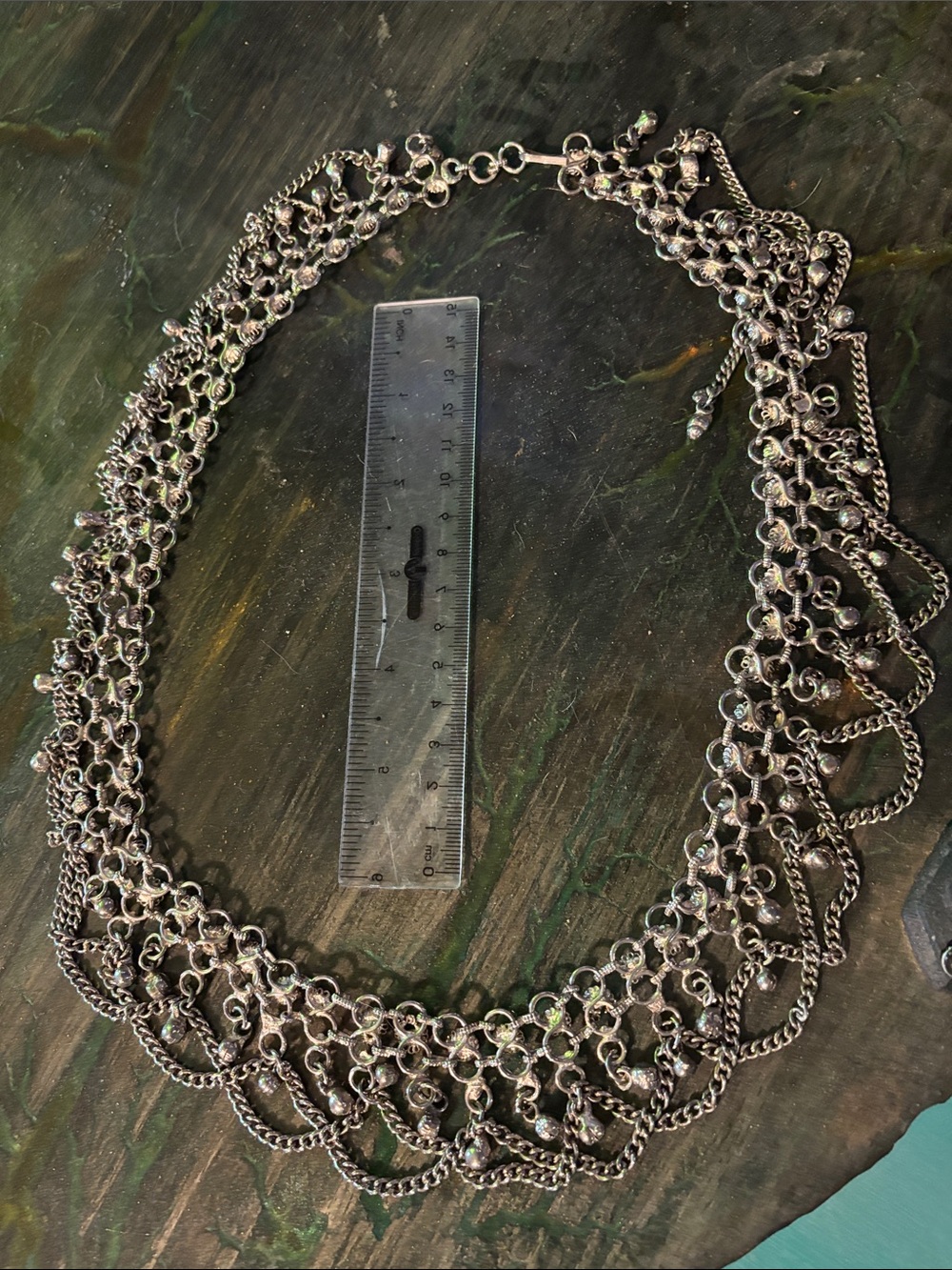 Silver Statement Chain Bib Necklace - Women Jewelry with bells
